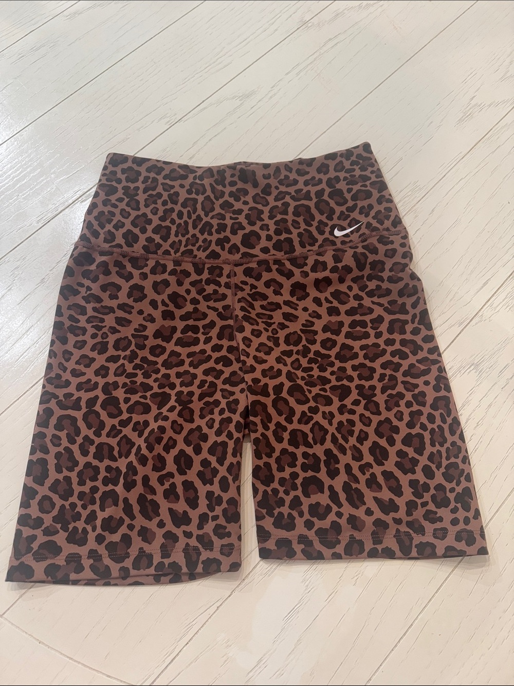 Nike Brown and Black Leopard Print Bike Shorts